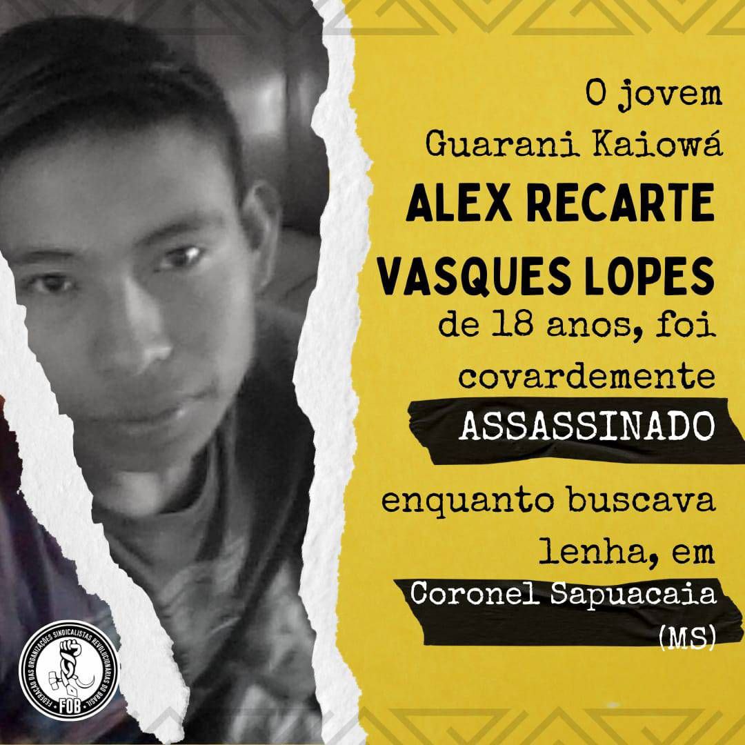 Alex Lopes, jovem Guarani Kaiowá, é assassinado em Coronel Sapucaia (MS)