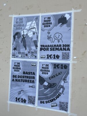 Cartazes fixados por militantes do Sindicato Geral Autônomo do Distrito Federal e Entorno em locais de estudo e trabalho da classe trabalhadora.