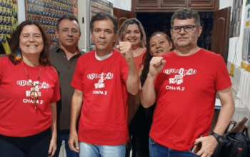 Trabalhadores da educação em campanha para a Chapa 2 nas eleições do SINDIUTE em Fortaleza-CE